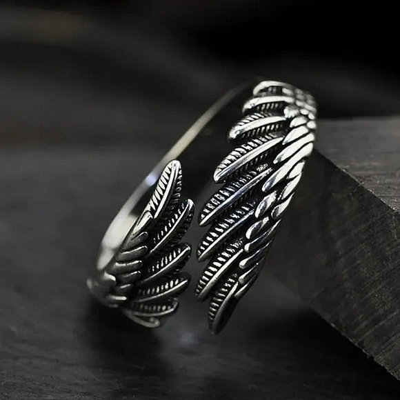 NEW Carved Angel Wing Wrap Ring | 925 Sterling Silver - Picture 2 of 10